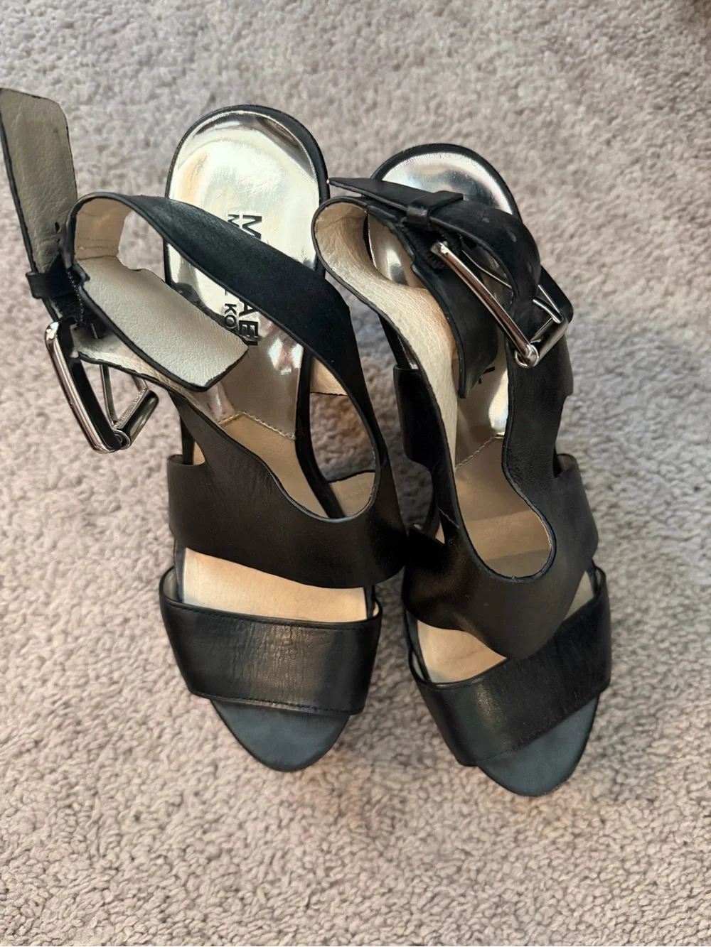Michael Kors Black Leather Platform Heels | Size 5
